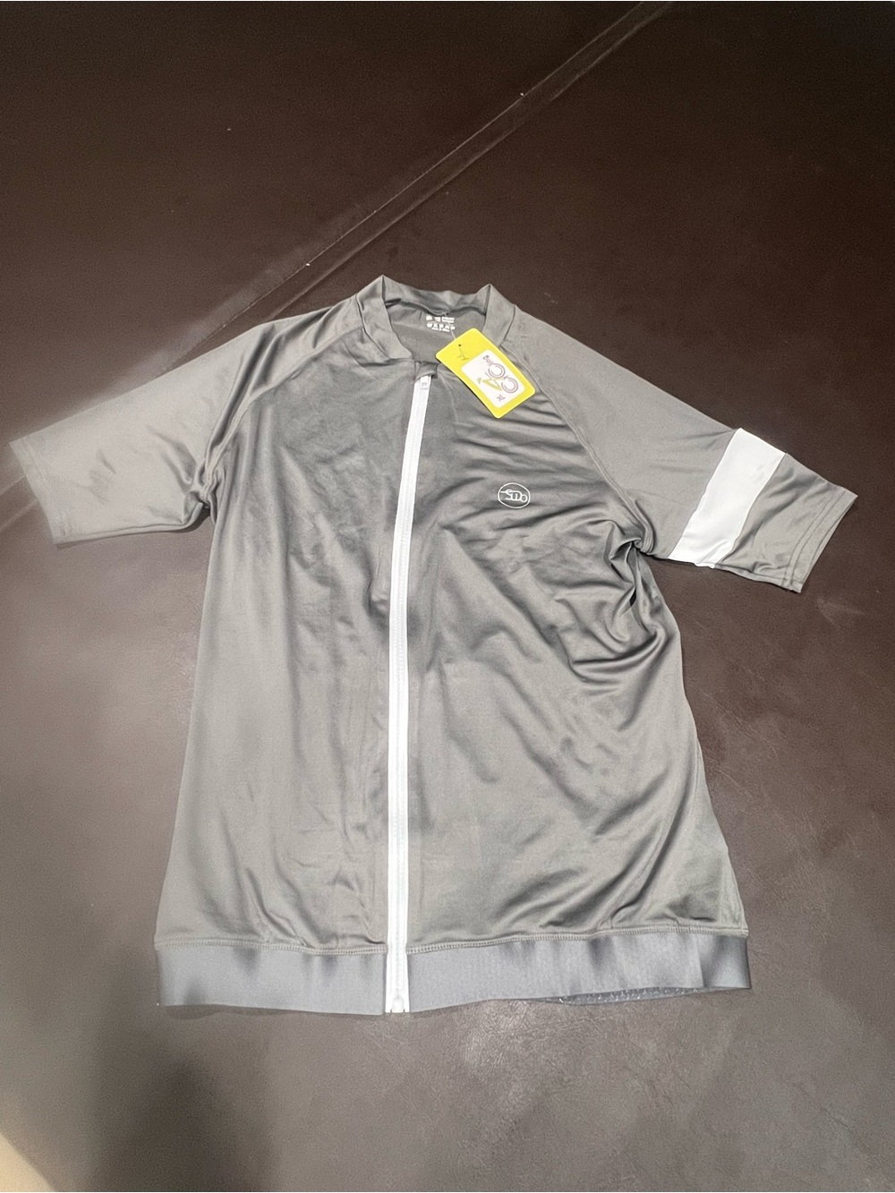 Suou Full Zip Short Sleeve Cycling Jersey w/ Pockets Gray/White XL